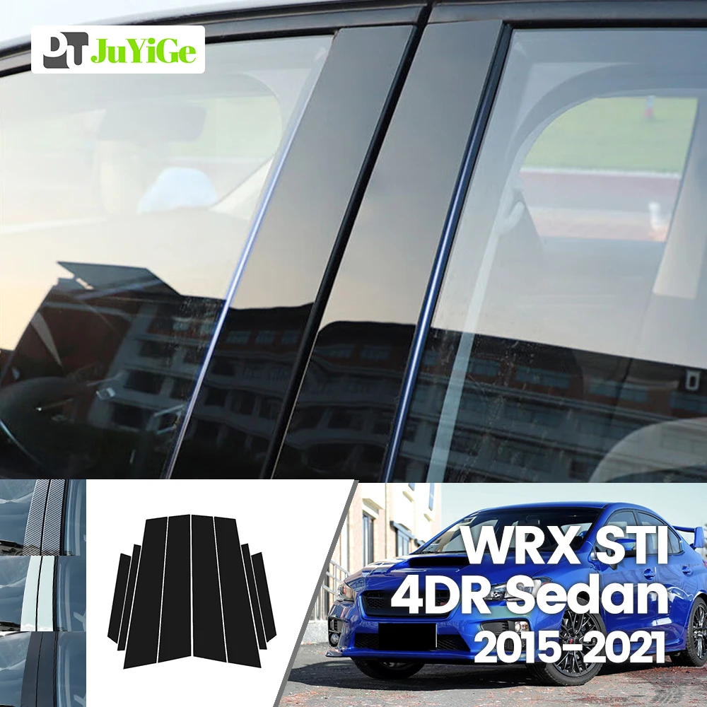 

For Subaru WRX STI 4DR Sedan 2015-2021 2016 2017 2018 Bright Black Carbon Fibre Window Door B C Sticker