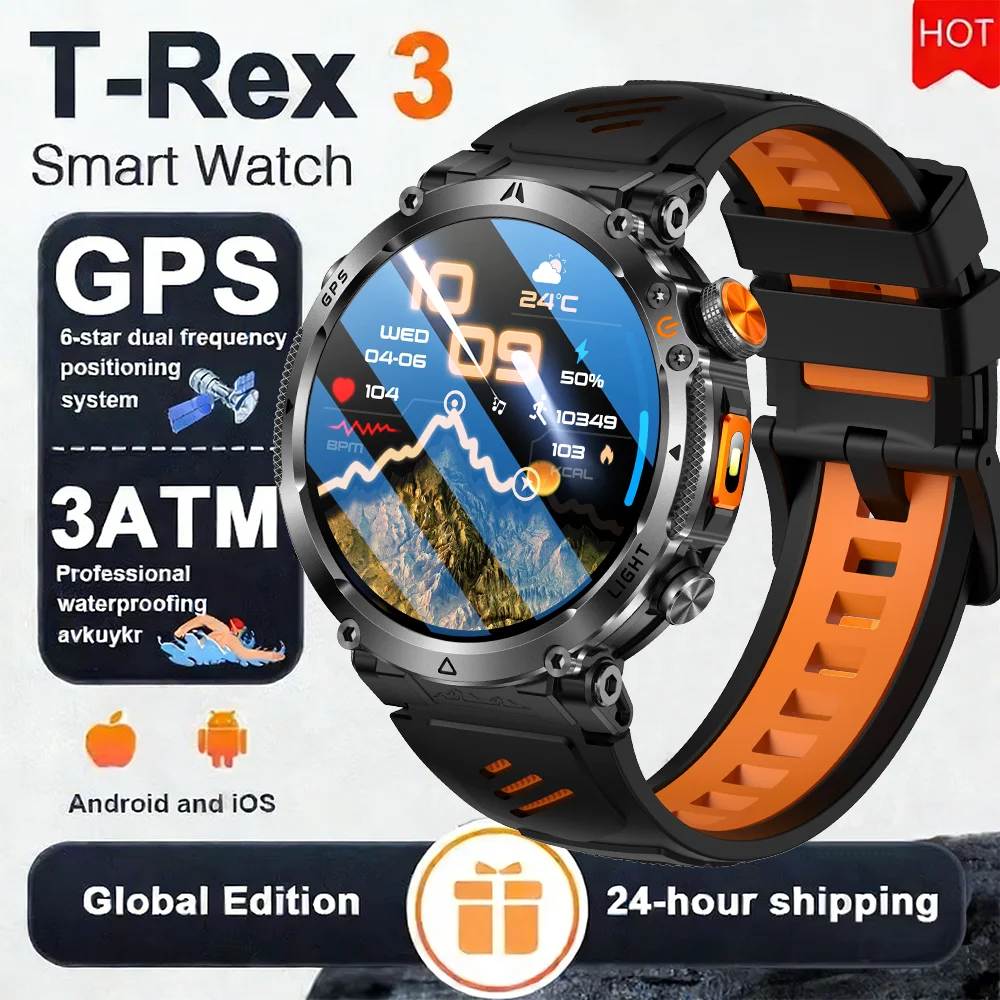 

2026 New Military Bluetooth Call Smart Watch Built-in GPS Compass Barometric Altimeter 10ATM Waterproof Sports Smartwatches Men