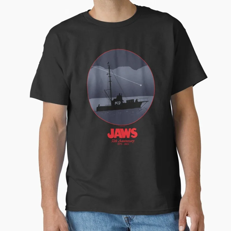 

Shooting Star 80s Horro movie Shark attack 50th Anniversary Jaws 1975 gift T-shirt Large size Tops S-6XL Mens clothing