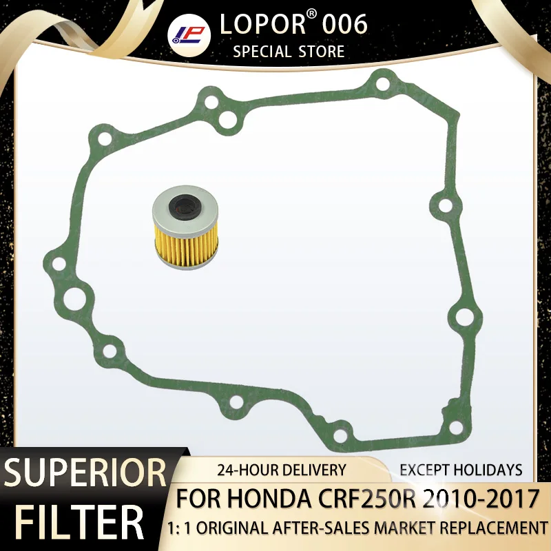 

Lopor Motorcycle Oil Filter AndLeft crankcase cover gasket For Honda CRF250R 04-09 CRF250X 04-09 2012 CRF250 XR CRF 250