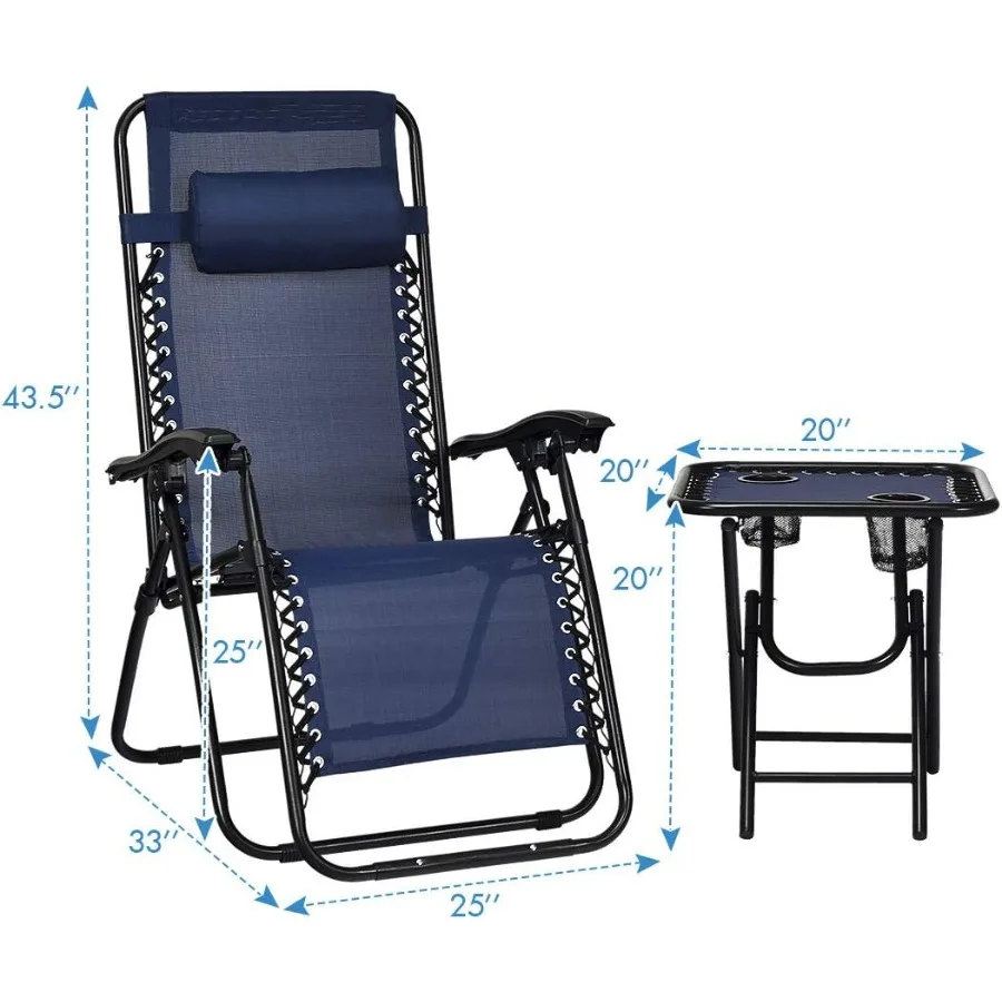 3 قطعة كرسي انعدام الجاذبية فناء كرسي صالة الكراسي في الهواء الطلق ساحة بركة كرسي للطي صالة الجدول كرسي مجموعة للاسترخاء و