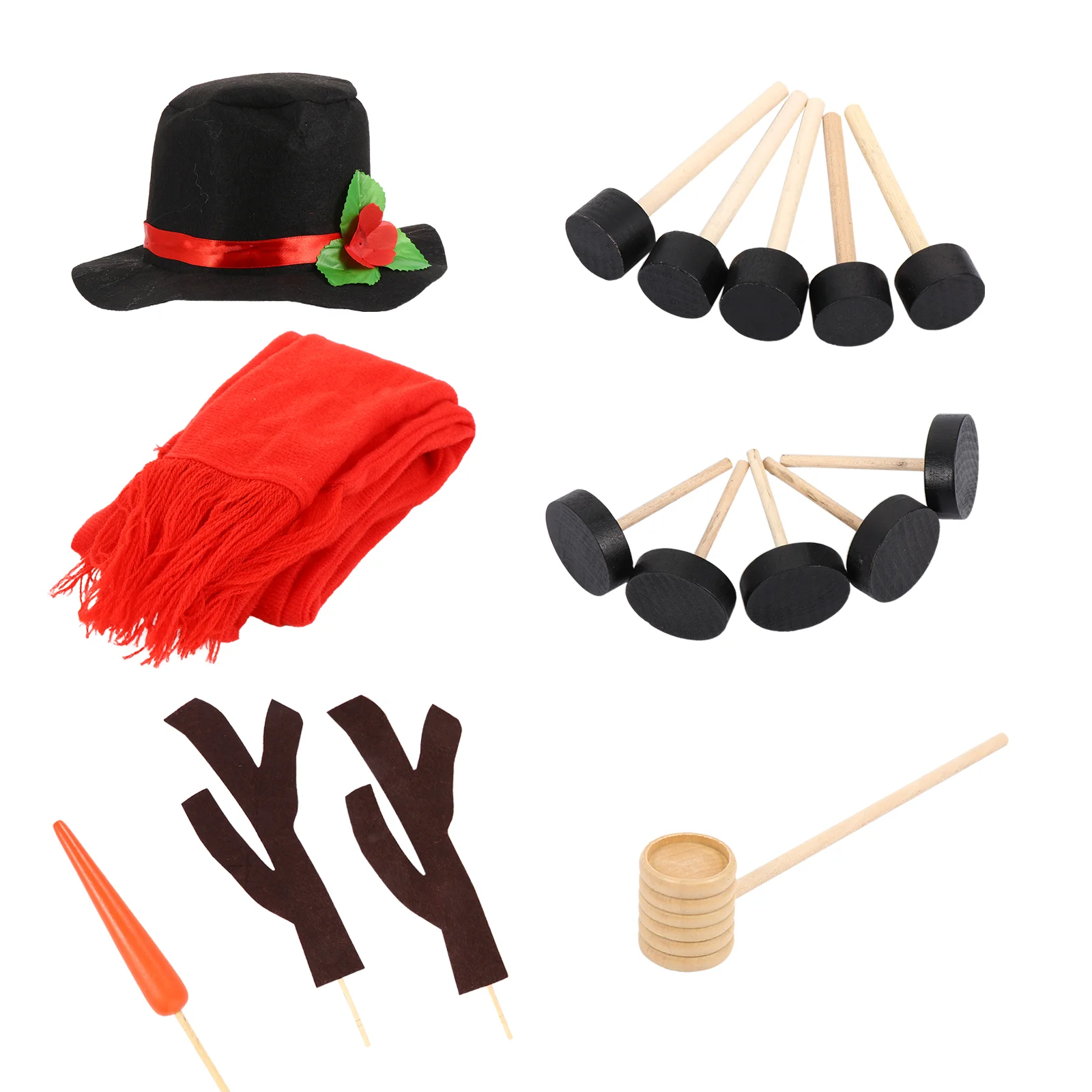 Snowman Making Kit Dress up Set Winter Accessories Bag Cloth Outside Decorating