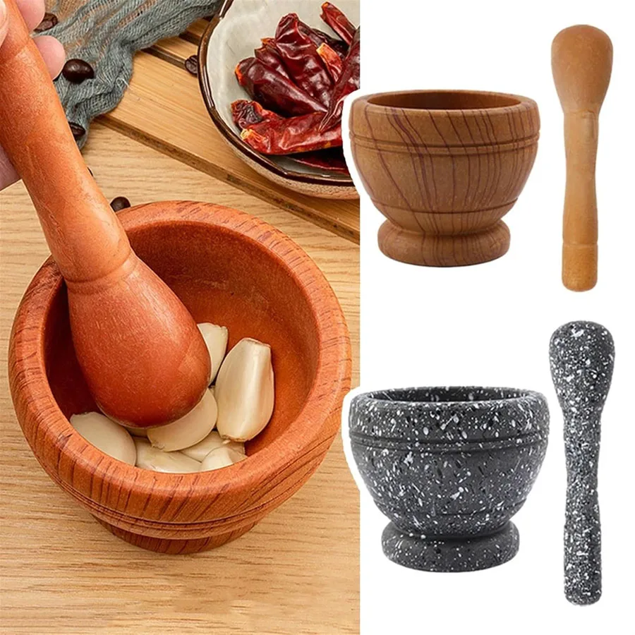 

High Quality Resin Set Mortar and Pestle Ideal for Garlic Herb Spice Mixing Grinding Crusher Bowl for Home Kitchen Use