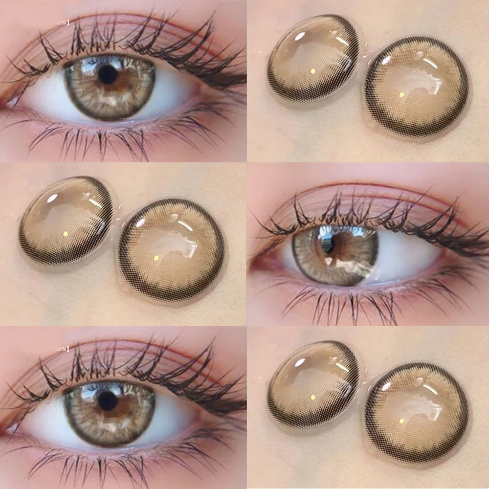 KSSEYE 2pcs Myopic Contact Lenses Color Contact Lenses Contact Lenses With Diopter Natural Grey Black Brown Lens High Quality