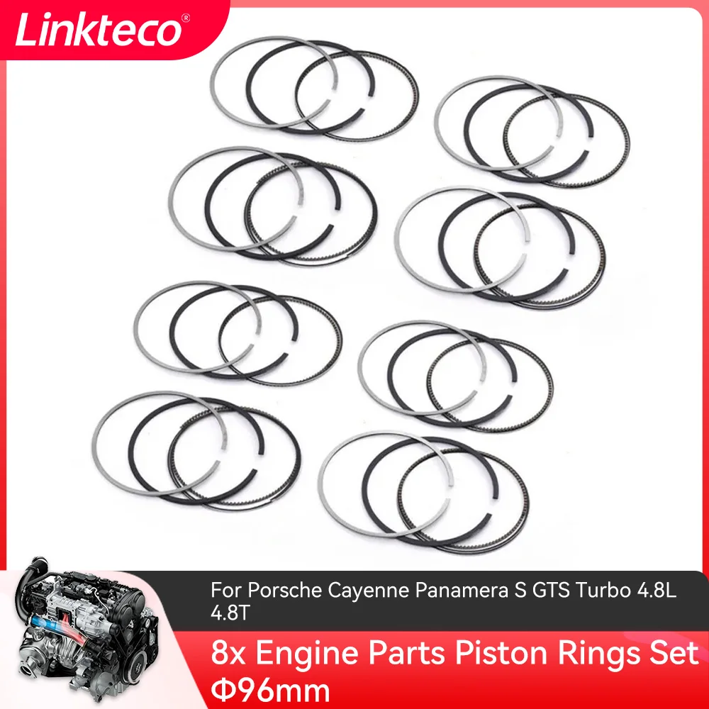 8x Engine Parts Piston Rings Set Φ96mm For Porsche Cayenne Panamera S GTS Turbo 4.8L 4.8T 970 9PA OE 94810393116