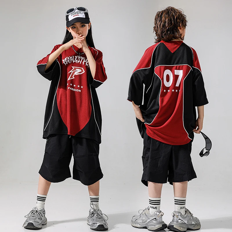 

Children Cool Streetwear Boys Hip Hop Outfit Tshirt Street Dance Shorts Girls K-pop Jogges Pants Kids Teens Summer Clothes Sets