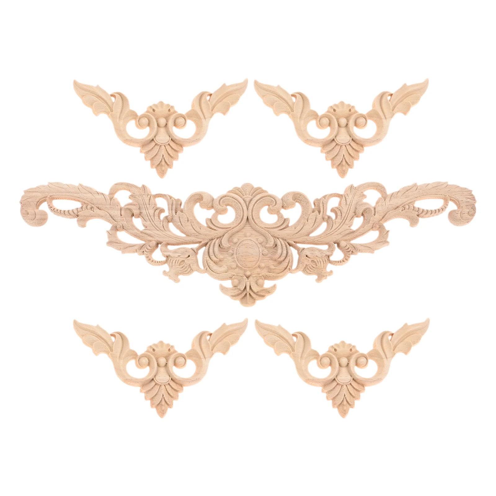 5pcs/1kit Wooden Decals Corner Appliques Cut Carved Flower Strip European Style Branch Decor Cabinet Door Wall Fireplace Bed - view 6