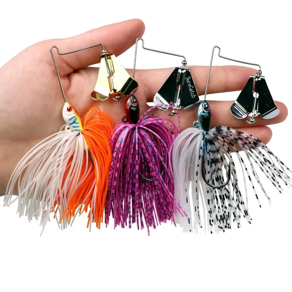 

1pcs 12.8g Spinnerbait Fishing Lure Wire Bait Metal Spinner Buzzbait Silicone Skirt Lures For Bass Pike Blade Jig Hook