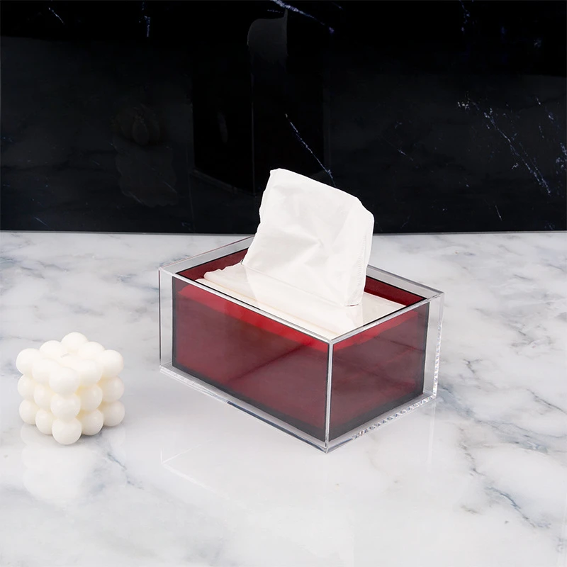 Creative Transparent Acrylic Tissue Box Living Room Paper Box Holder Simple Coffee Table Napkin Storage Box Decorative Ornament