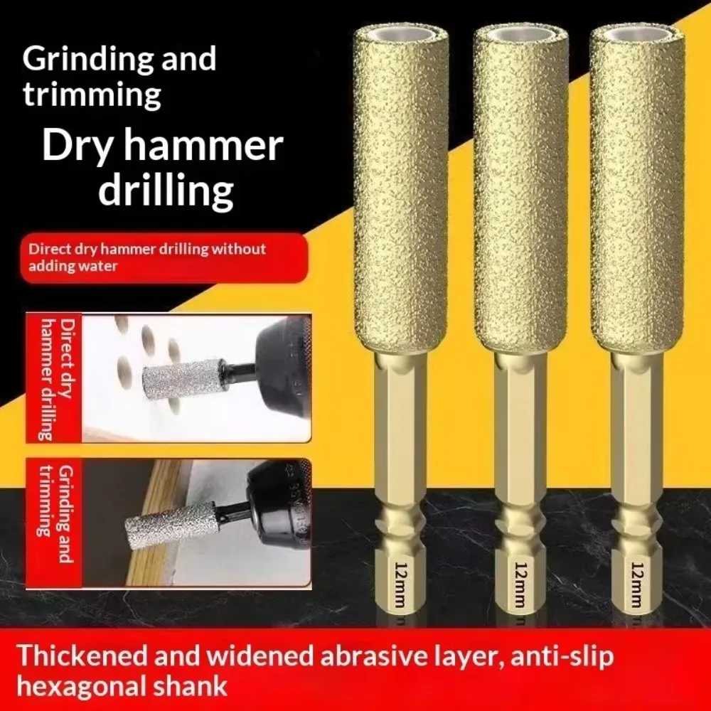 1Pc New Full‑Sand Brazed Diamond Hole Saw Dry‑Cut Drill Bit for Tile Glass Drilling Reaming Edge‑Trimming Work