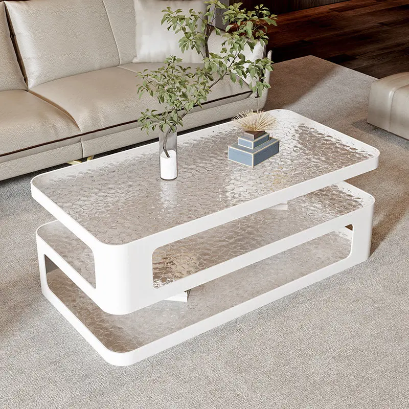 Glass Unique Side Table Minimalist Transparent Aesthetic Transform Coffee Table Storage Living Room Meubles Salon Furniture