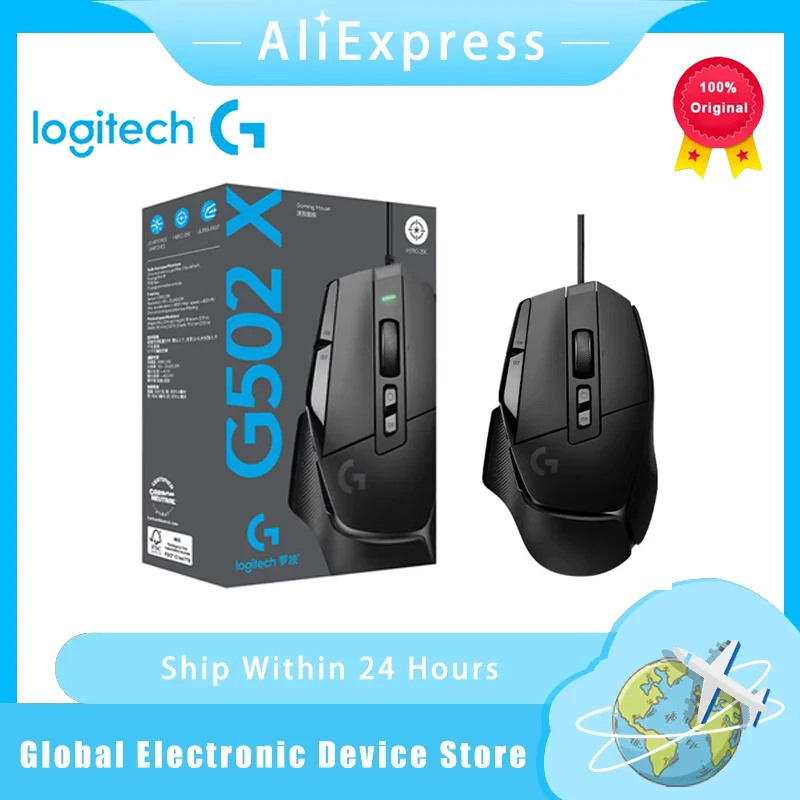 

Проводная игровая мышь Logitech G502X LIGHTFORCE Гибридные оптические механические первичные переключатели Игровой датчик HERO 25K Программируемый