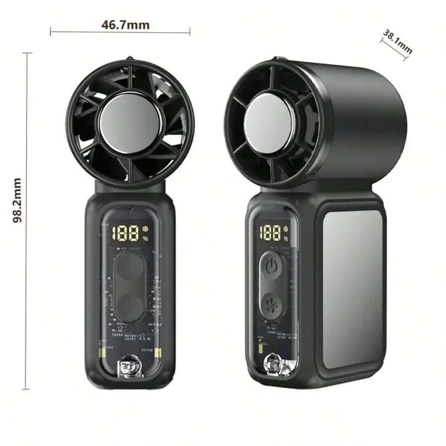 2026 Cooling Portable Handheld Fan With Digital LED Fashion Display, With Flashlight Function, 199-Speed Adjustment Foldable Neck-Mounted Desktop Home Outdoor 3600Mah Long Battery Life, Personal Fan Ideal For Travel, Outdoor Activities, And Camping