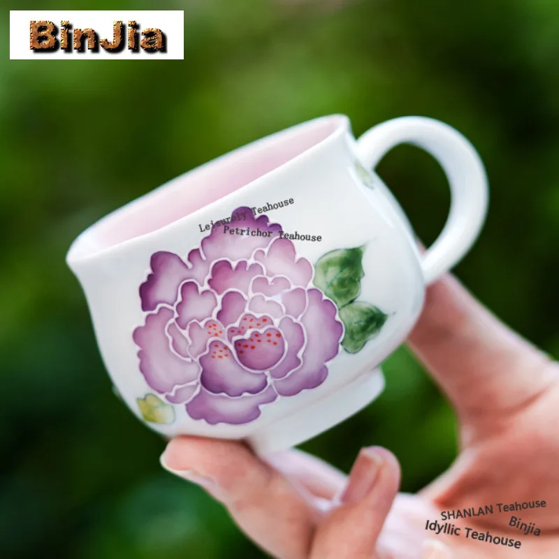 

125 мл ручная роспись чашка с пионом элегантная чайная чаша образец чая чайная чашка для дегустации чая чашка для медитации чашки Chazhan Master посуда для напитков ремесло
