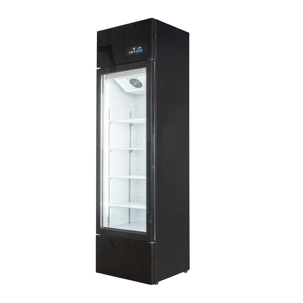 Upright Beverage Cooler Single Glass Door Commercial Fan Cooling Refrigerator with CE & ERP Certification