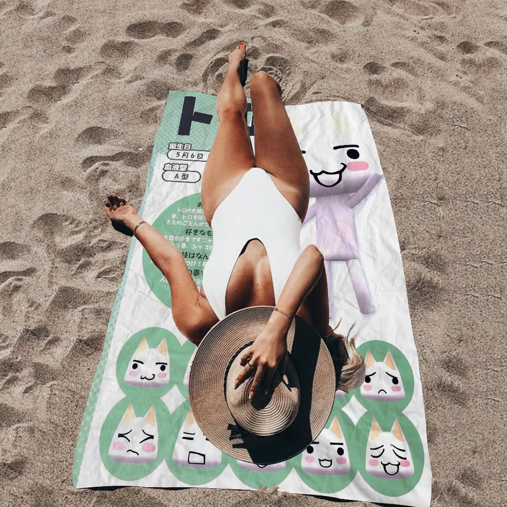 Inoue Toro Cute Cat Microfiber Beach Towel Absorbent Quick Dry Soft Yoga Swimming Resort Mountain Climbing Towel