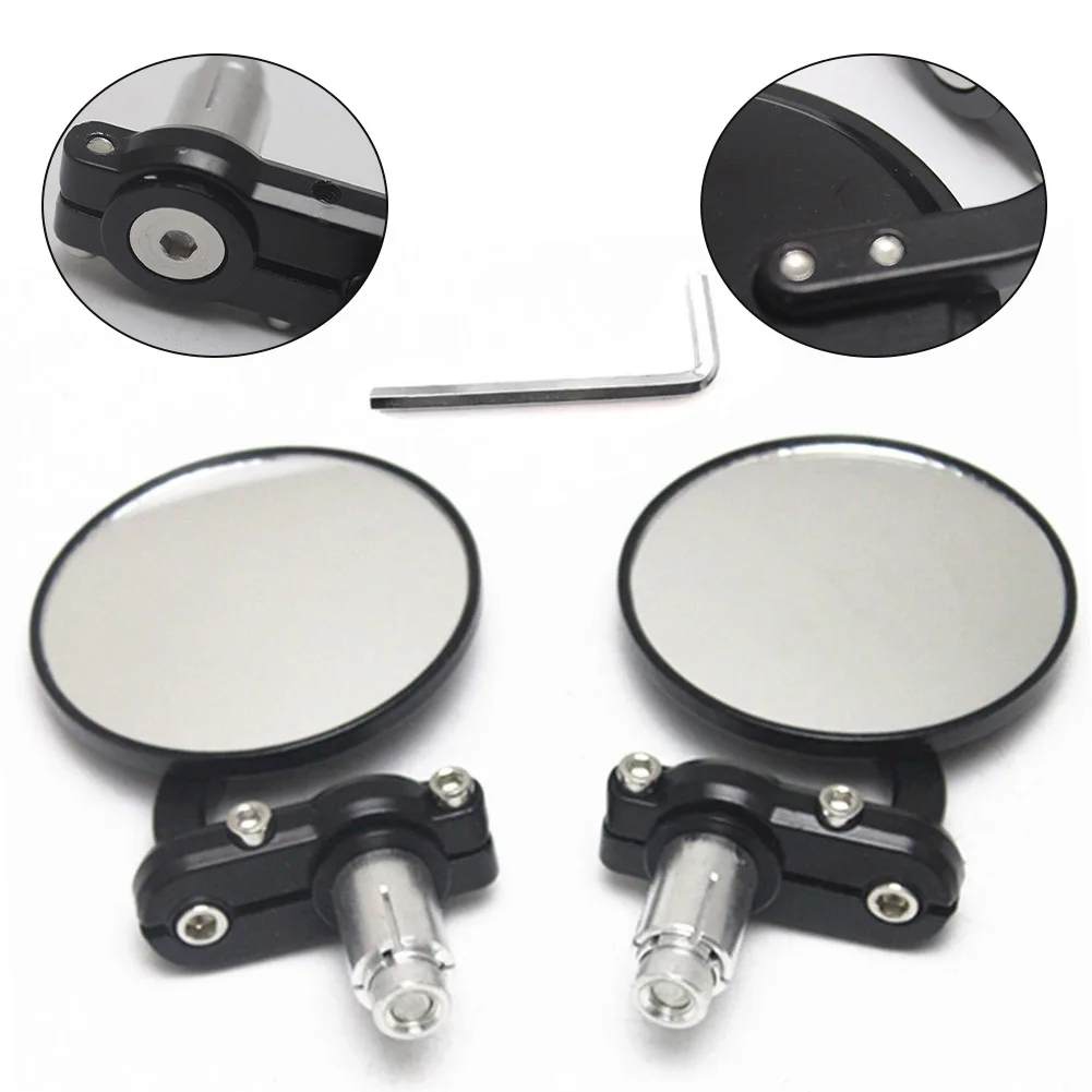 Motorcycle Rearview Mirrors 1 Pair with Aluminum Cover and Glass Mirror for 7/8 Inch Handlebar Multi Angle Rotation