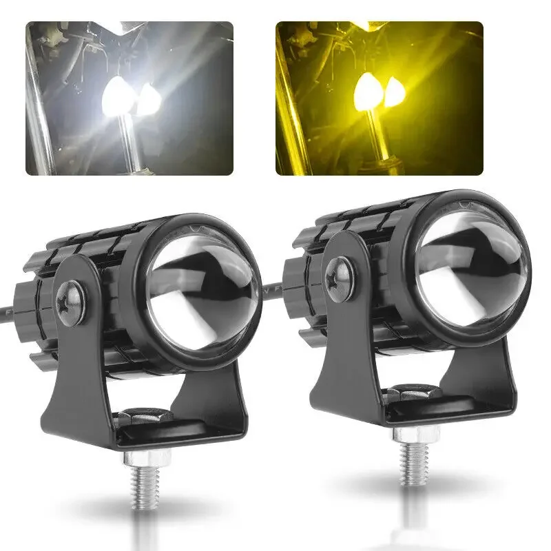 

LED Spotlight Motorcycle Electric Vehicle Two-Color Integrated Far And Near Waterproof Super Bright Headlight Modification