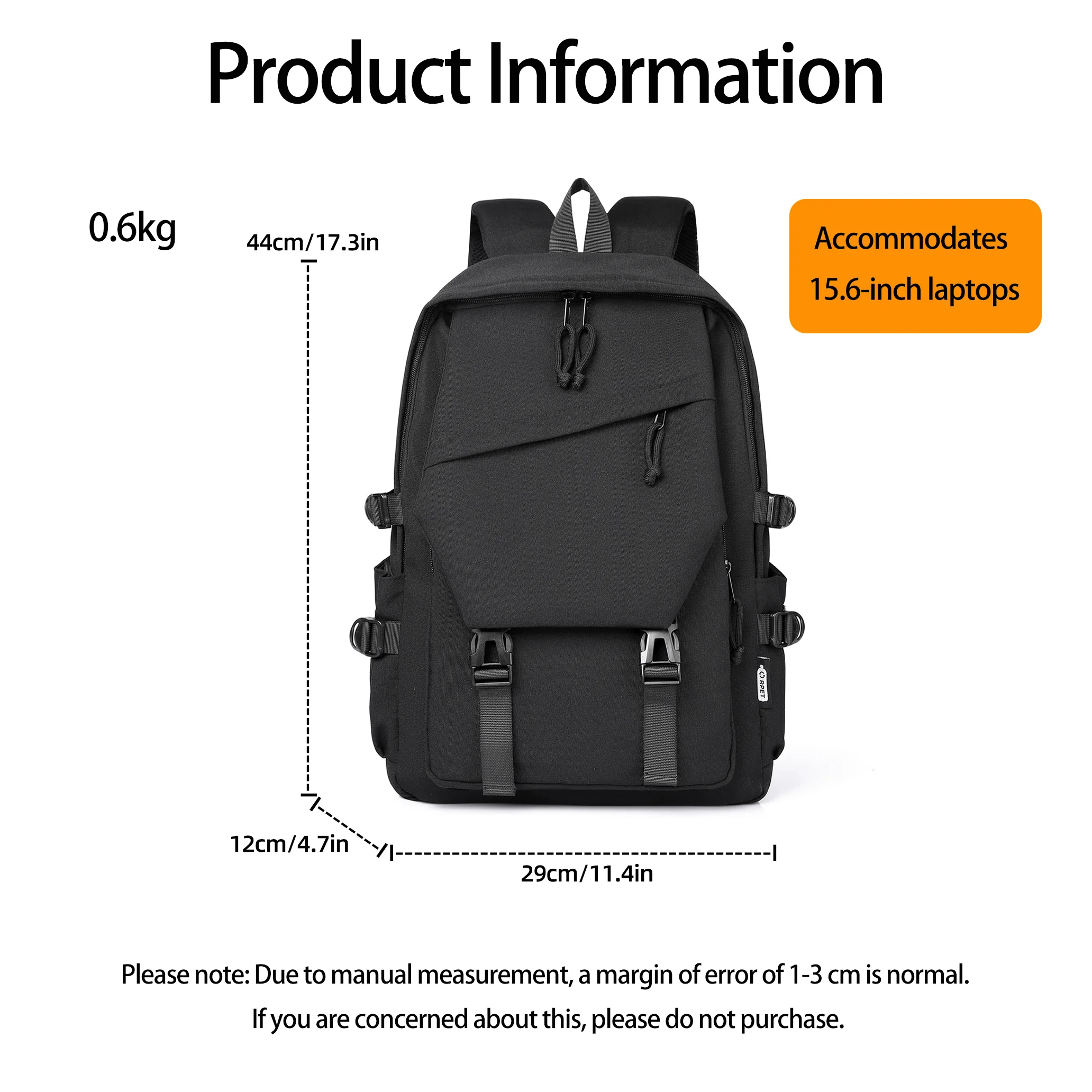 حقيبة ظهر كاجوال للجنسين من القماش الصديق للبيئة، سعة كبيرة، حقيبة ظهر أكسفورد متينة وخفيفة الوزن للطلاب #2