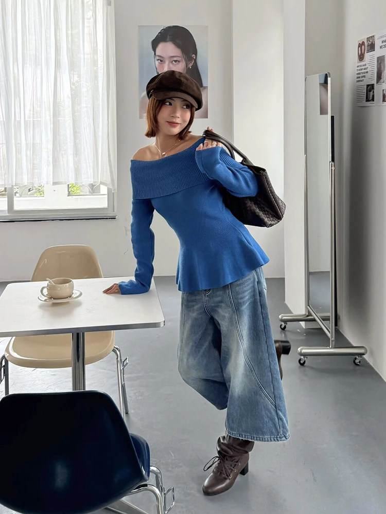 

Винтажные широкие джинсы с высокой талией на подкладке, женские повседневные брюки семи дюймов, осенние новые Sle YOU2025