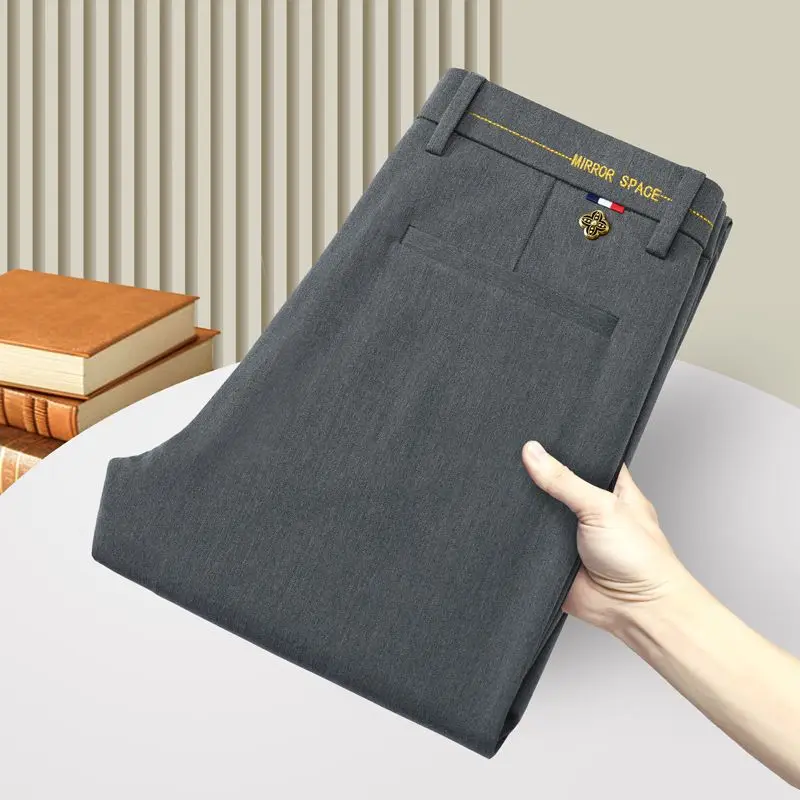 

Mens Business Casual Y2K Pants with Pockets Cotton High Quality 2025 Autumn Winter Stretchable Waist Sport Work Utility Trousers