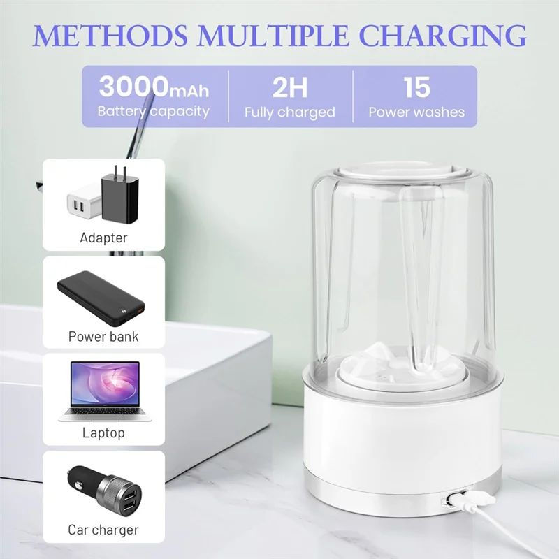 ABZS Waschmaschine, wiederaufladbare Waschmaschine, 3000 mAh, kompakte Tiefenreinigungsunterwäsche, geeignet für Wohnungen