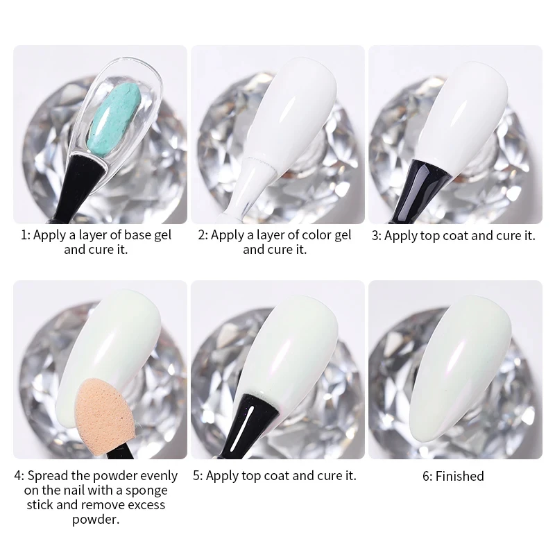 Aurora perle nue rose blanc ongles paillettes poussière Chrome clair de lune blanc frottant sur poudre coquille miroir Pigment Nail Art fournitures