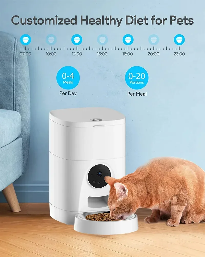 1080P HD Video Night Vision WiFi Pet Feeder Camera Pet Automatic Cat Feeder Mascotas Camera Smart Automatic Pet Feeder