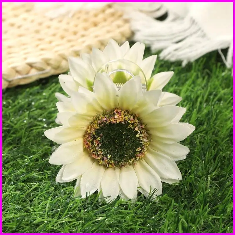 ピンクのバレンタインデーのヘア爪クリップ ポニーテール爪ひまわりバレッタ ヘアクリップ