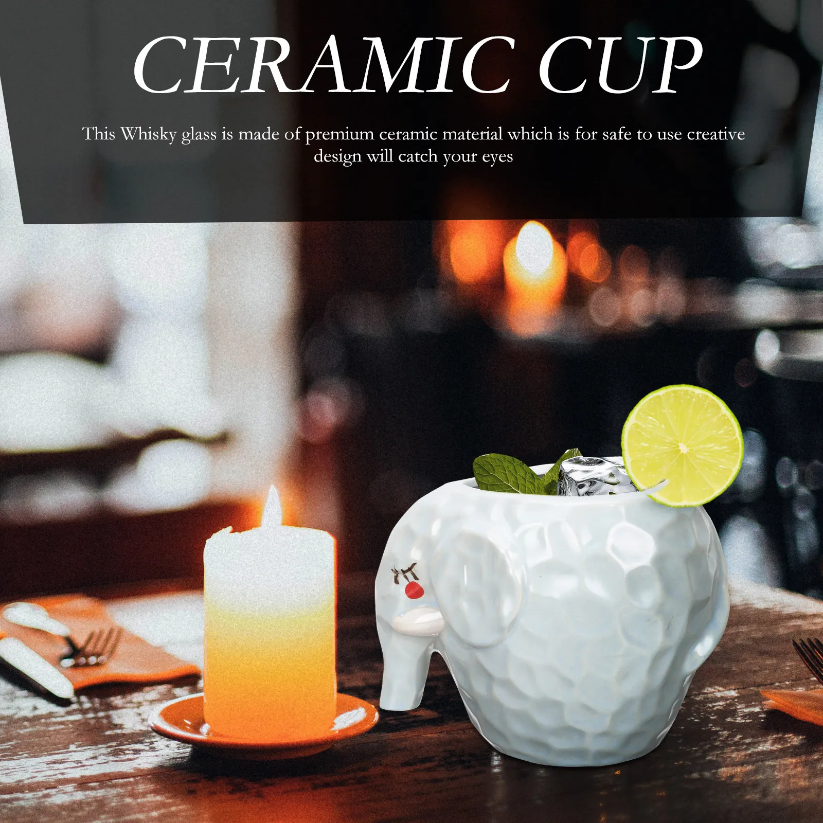 Ceramic Whisky Wine Cup Tiki Style Exquisite Craftsmanship Retro Design for Bar Party Table Decoration Creative
