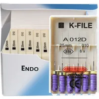 K-FILE Dental de acero inoxidable, limas de Endodoncia de uso manual, productos de laboratorio de odontología, 21/25/31mm, 10 paquetes/caja