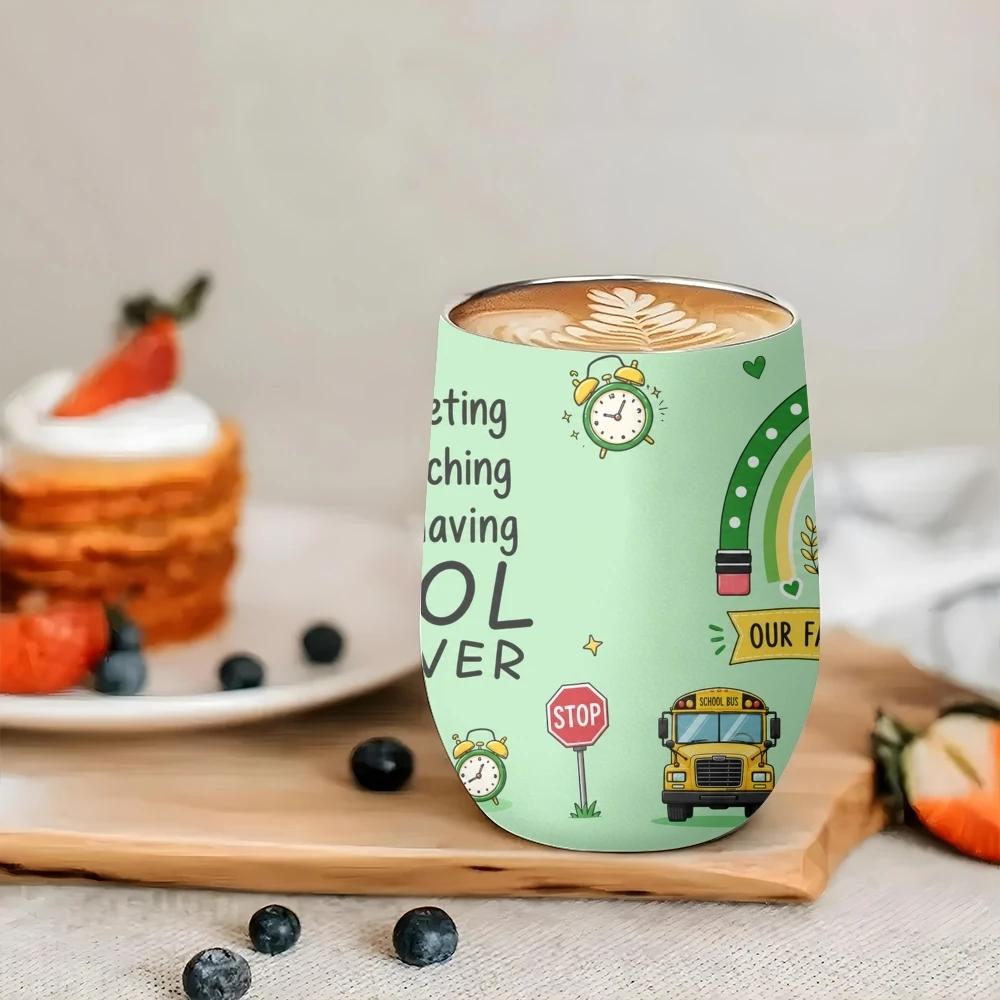 School Bus Driver Quote Art Vacuum Flasks 12oz Eggshell Cup With Lid Portable Coffee Cups Travel Household Office Drinking Mug