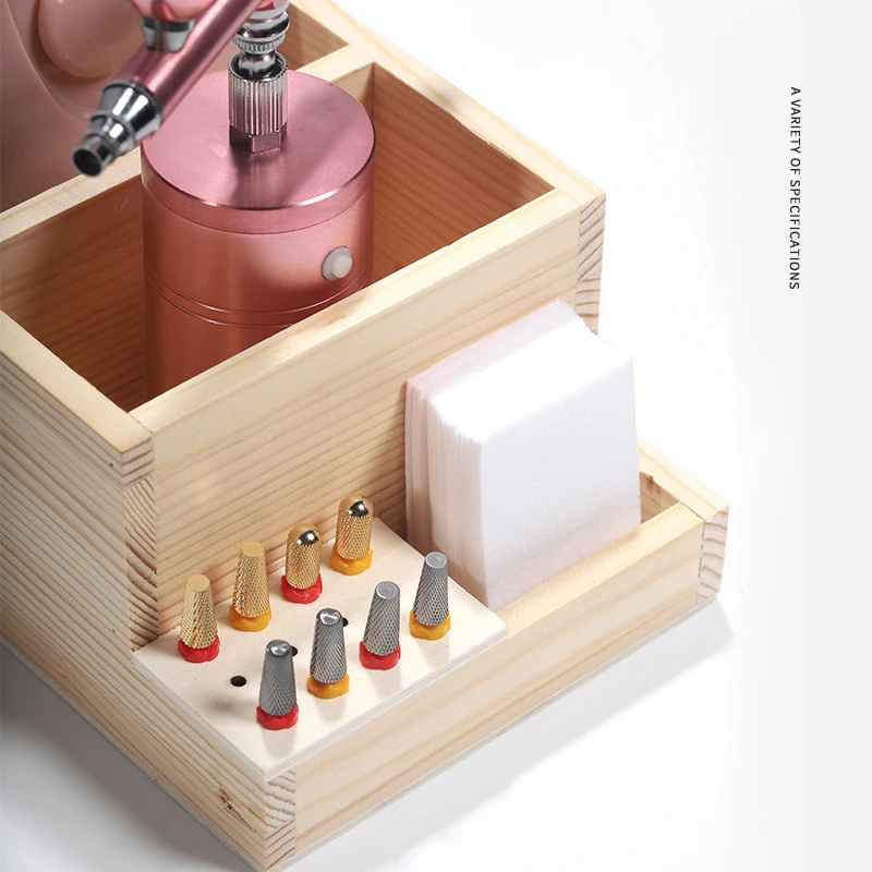 Brocas para máquina de perforación de uñas, soporte de madera para entrenamiento de uñas, accesorios de Arte de uñas, caja de herramientas de manicura DIY, caja de exhibición