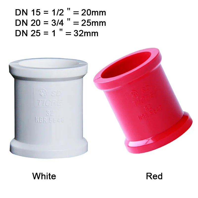 

ID 20 25 32mm White/Red UPVC Pipe Fittings Straight Connector Irrigation System Water Supply Hydroponics Planting Frame Plastic