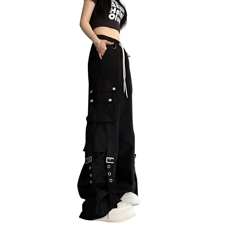 Hip-Hop Multi-pocket Wide Leg Loose Street Casual Cargo Pants Trend Streetwear Women Y2k Baggy Pants Vintage Sweatpants Girls