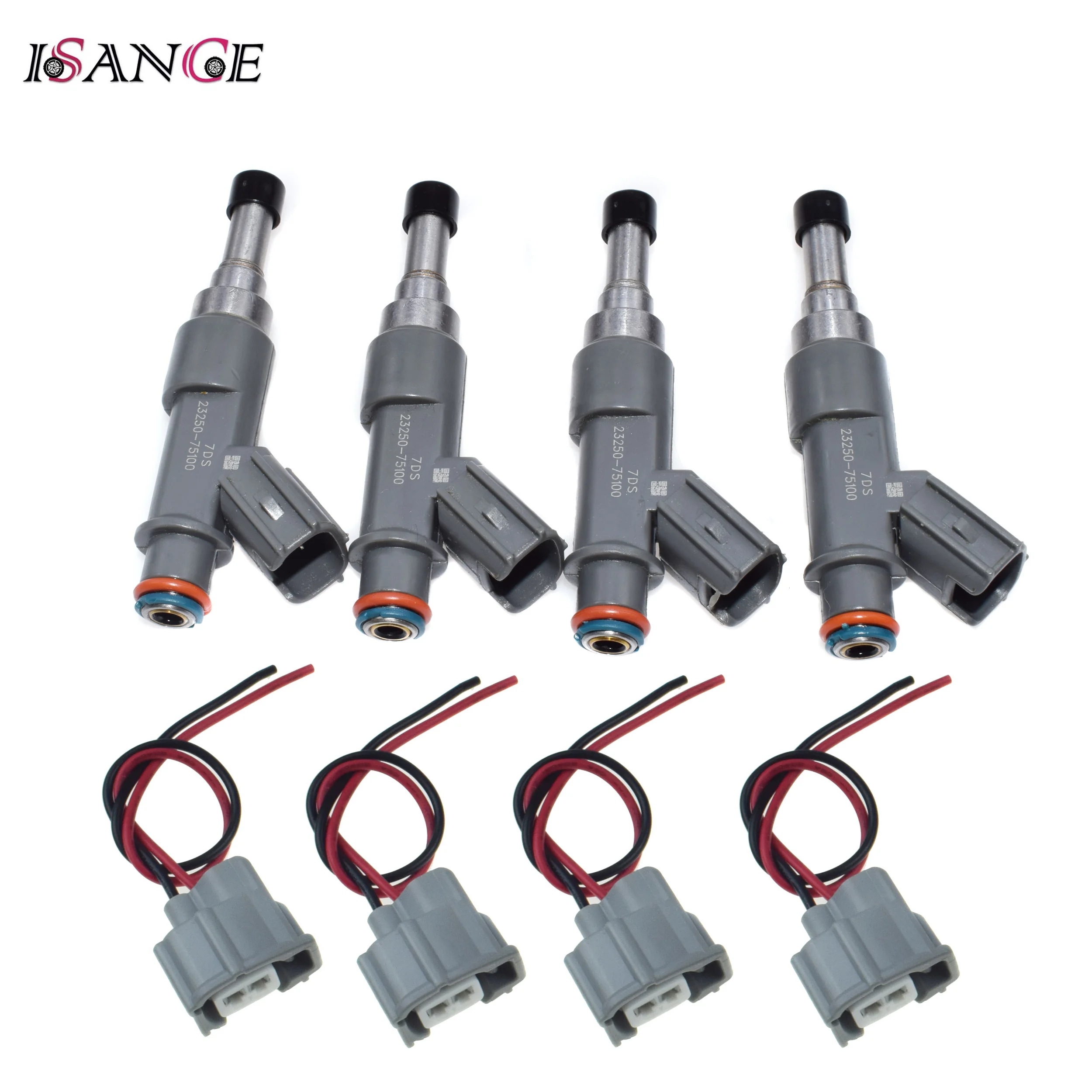 4 Fuel Injectors & 4 Harness Connector Plug Kit For Toyota Hiace 2006-2014, Hilux 2006-2015, Tacoma 2005-2016 2.7L 23250-75100