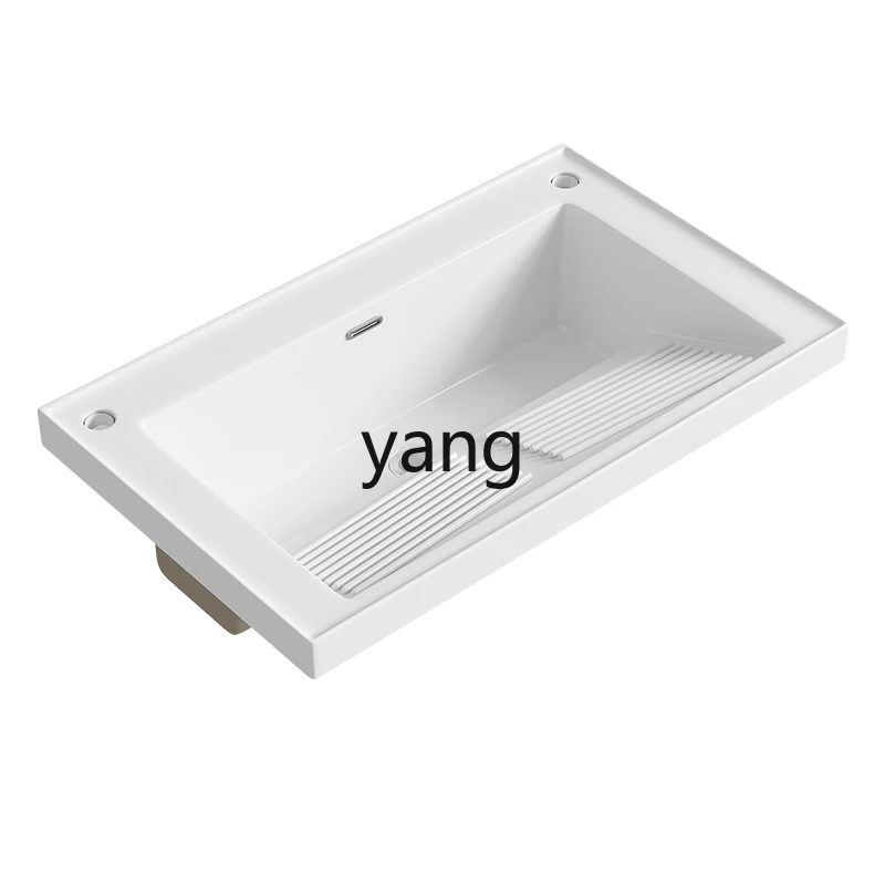 TGF Ceramic Square Laundry Basin Balcony Deepened with Washboard Sink Basin