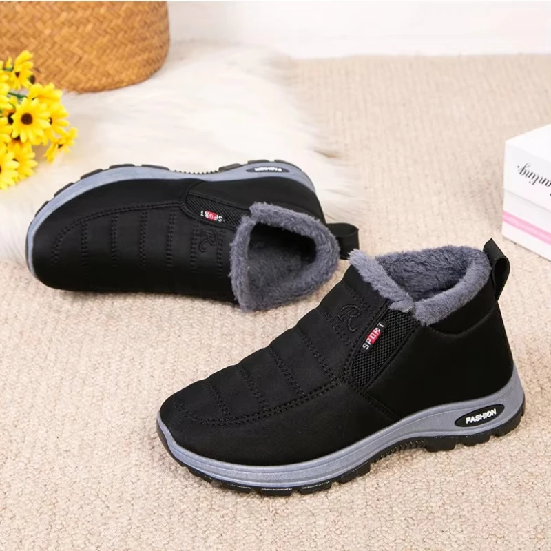 Wasserdichte Winterstiefel für Damen 2025 Neue Plüsch-Schneestiefel Damen-Knöchelstiefel Warme Schwarze Paar-Baumwoll-Plateauschuhe – Detail 7