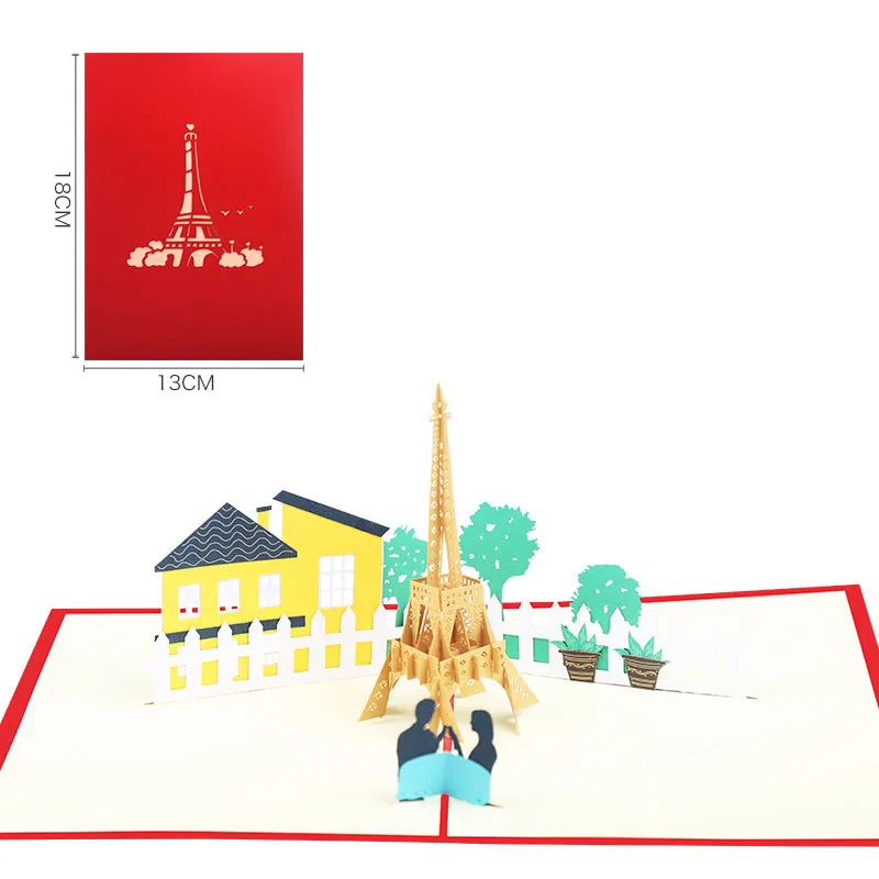 

10pcs Handmade Colour Eiffel Tower 3D Pop UP Greeting Invitation Card For Shower Thanks Christmas Wedding Birthday Party Gift