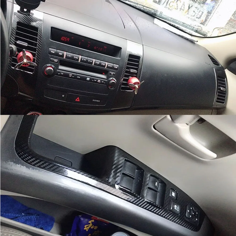

For Mitsubishi Outlander 06-11 Interior Central Control Panel Door Handle 5D Carbon Fiber Stickers Decals Car styling Accessorie
