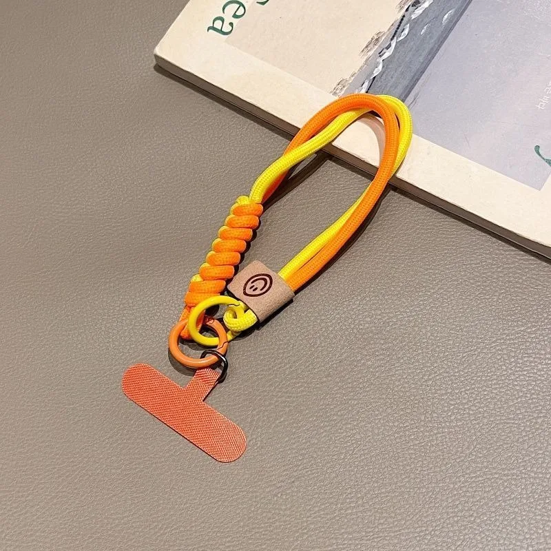 للنمط البريطاني اللون التباين المنسوجة الهاتف المحمول الحبل قصيرة المحمولة محب المفاتيح المعصم حبل دمية حقيبة قلادة