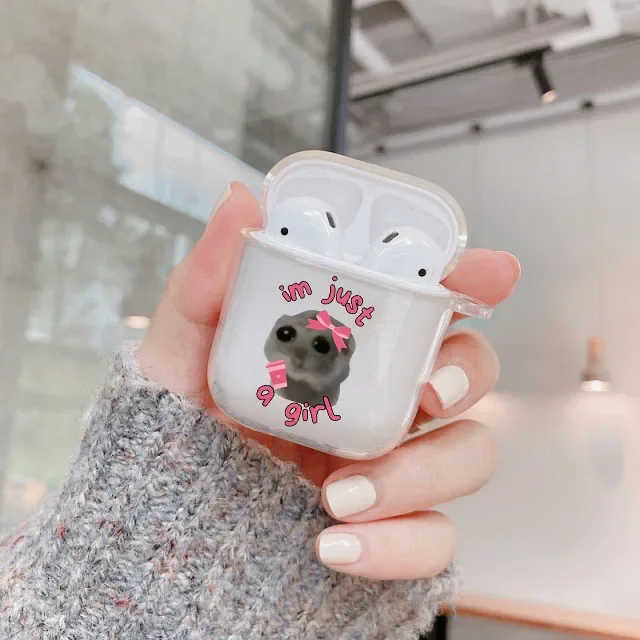 Im Just A Girl Sad Hamster Case for Airpod Pro2 Airpods 1 2 3 4 Pro Wireless Headphone Cover for Air Pods 3rd Gen Box Cartoon