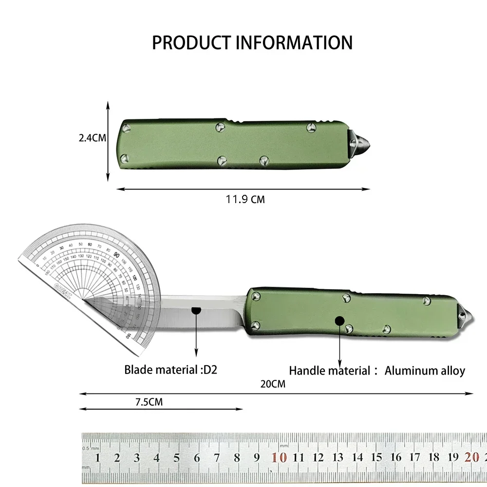 Pocket Knife High Quality D2 Blade Aluminum Handle Quick Open Outdoor Hunting Tactical EDC Tool with Pocket Clip