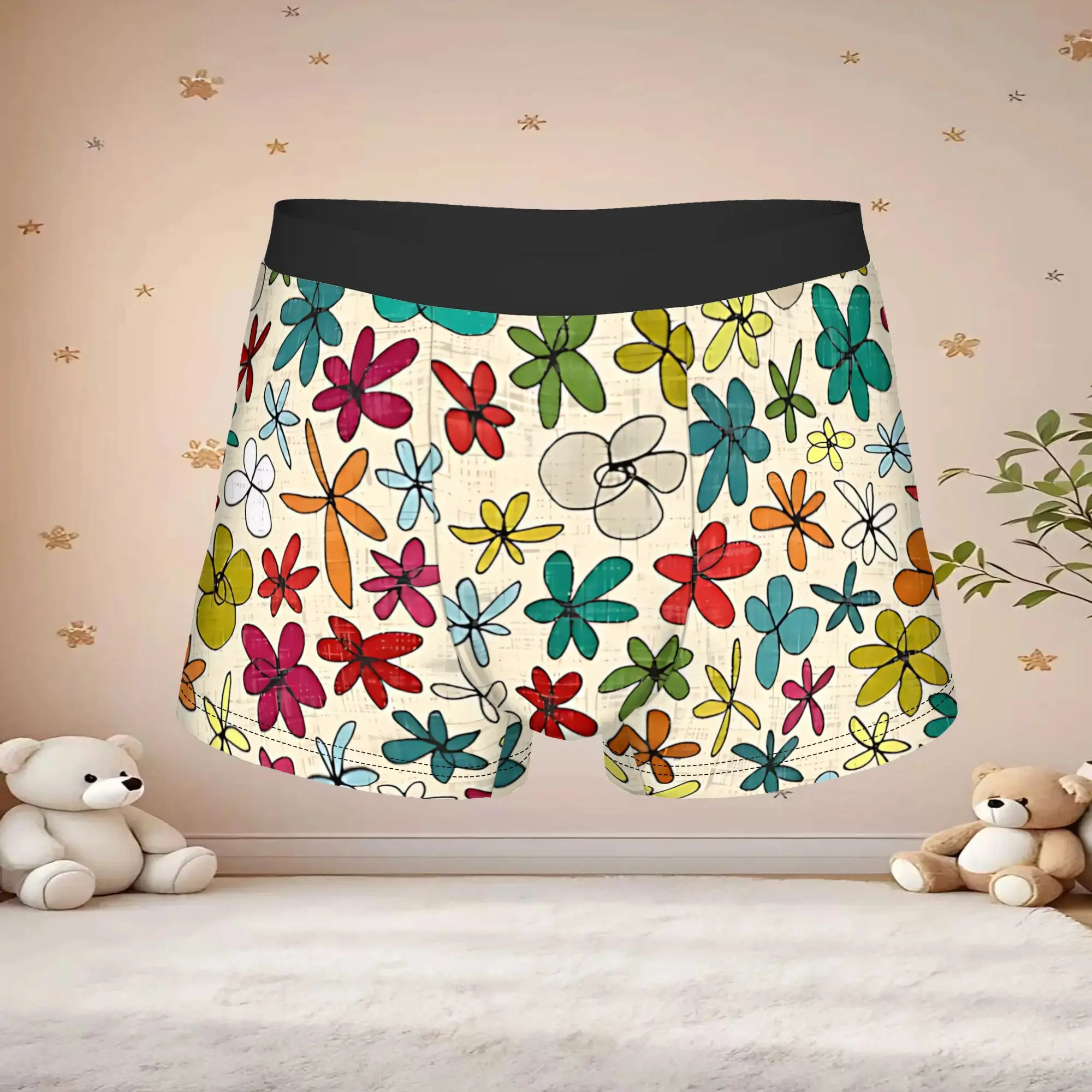1pc Popular Garland Flowers boxers  Personalized Panties Men's Underwear Print Shorts Boxer Briefs