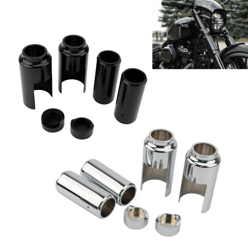 

Черная/хромированная передняя верхняя нижняя крышка вилки мотоцикла, комплект крышек трубки, алюминий для Harley Softail FXBR/S Breakout 107 114 2018-2021