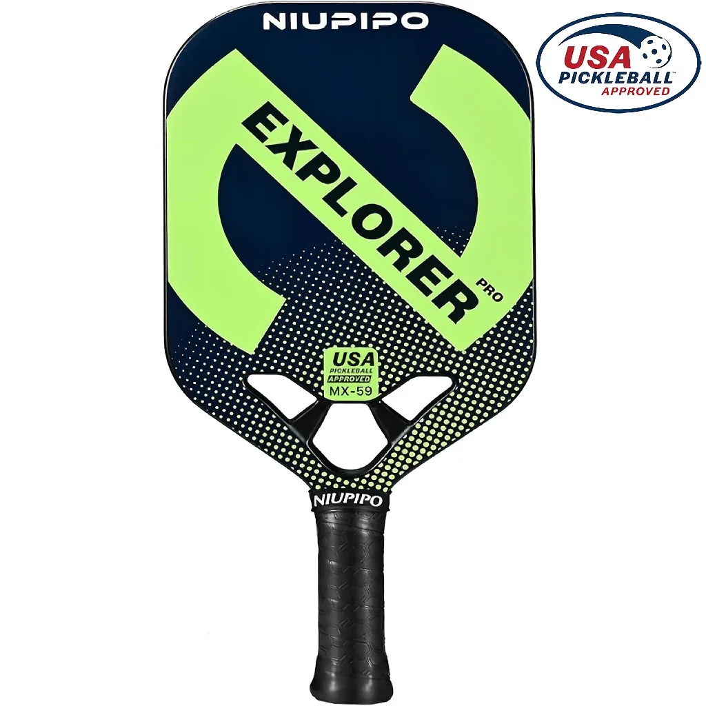 

NIUPIPO Carbon Fiber Pickleball Paddle, USAPA APPROVED, Thermoformed Uni-body, Polymer Honeycomb Core, Aero-dynamic Throat 16mm
