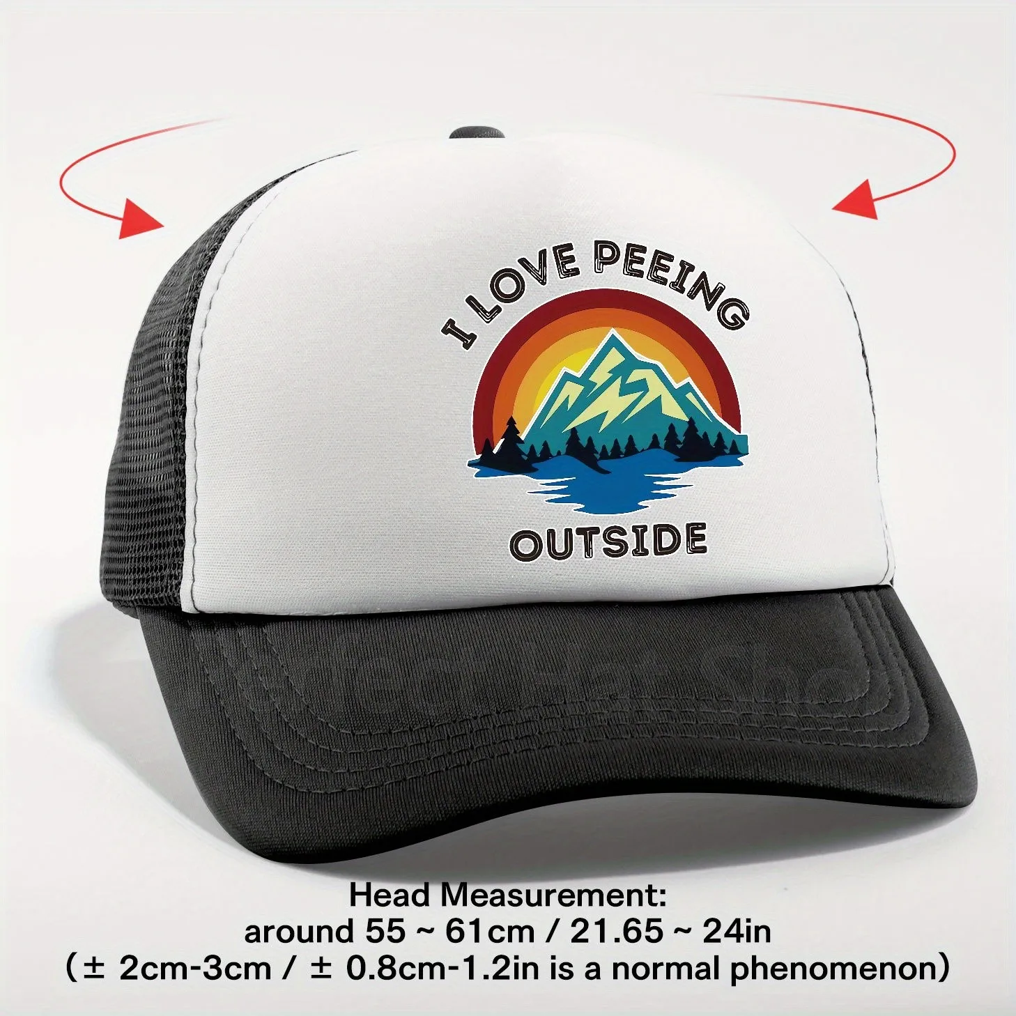 I Love Peeing Outside Graphic Trucker Hat Breathable Polyester Mesh Outdoor Adjustable Cap