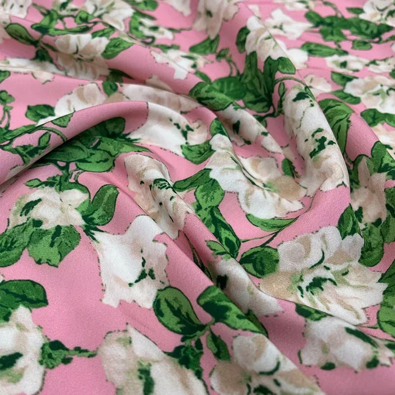 Crepe De Chine Printed Fabric for Women\'s Spring Summer Clothing Chiffon Fabric for By Meters Cloth Sewing Material