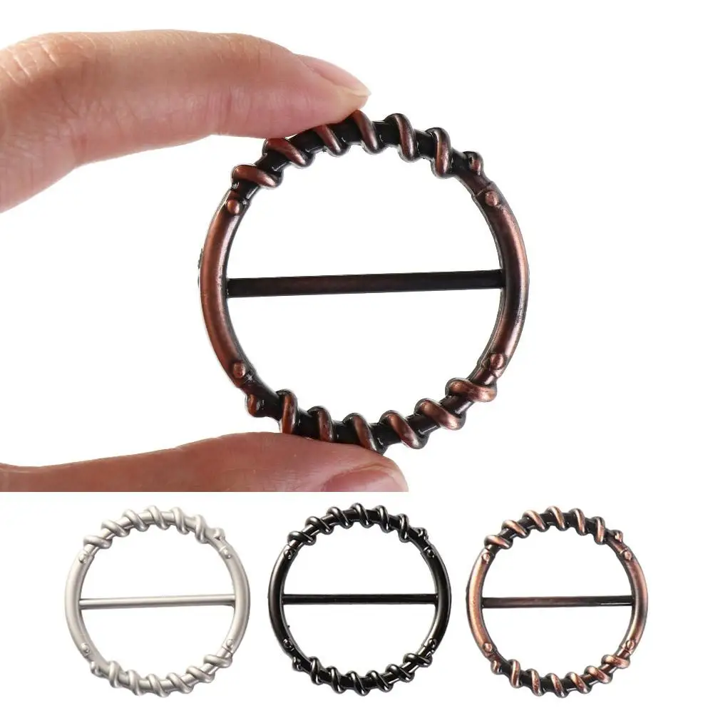 Waist Adjustment Fixed Snap Clothing Corner Knotted Buckles Multifunctional Hijab Scarf Clip Round Metal Scarf Buckle Gold image 4
