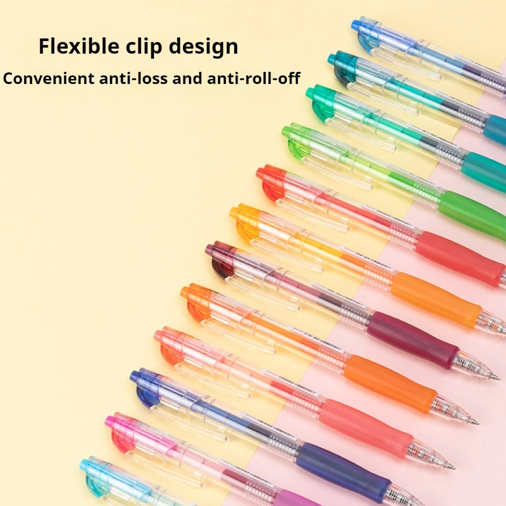قلم جل ملون للطلاب ، مستلزمات تعليمية مكتبية مميزة ، اضغط على القلم الملون المحايد ، وقلم من حيث الطول ، و 6 من حيث الطول لكل صندوق